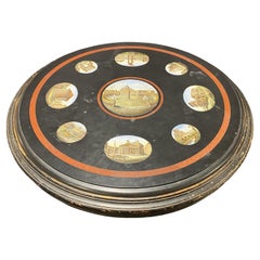 19th Century Italian Micro Mosaic Round Center Table with Ebonized Carved Base