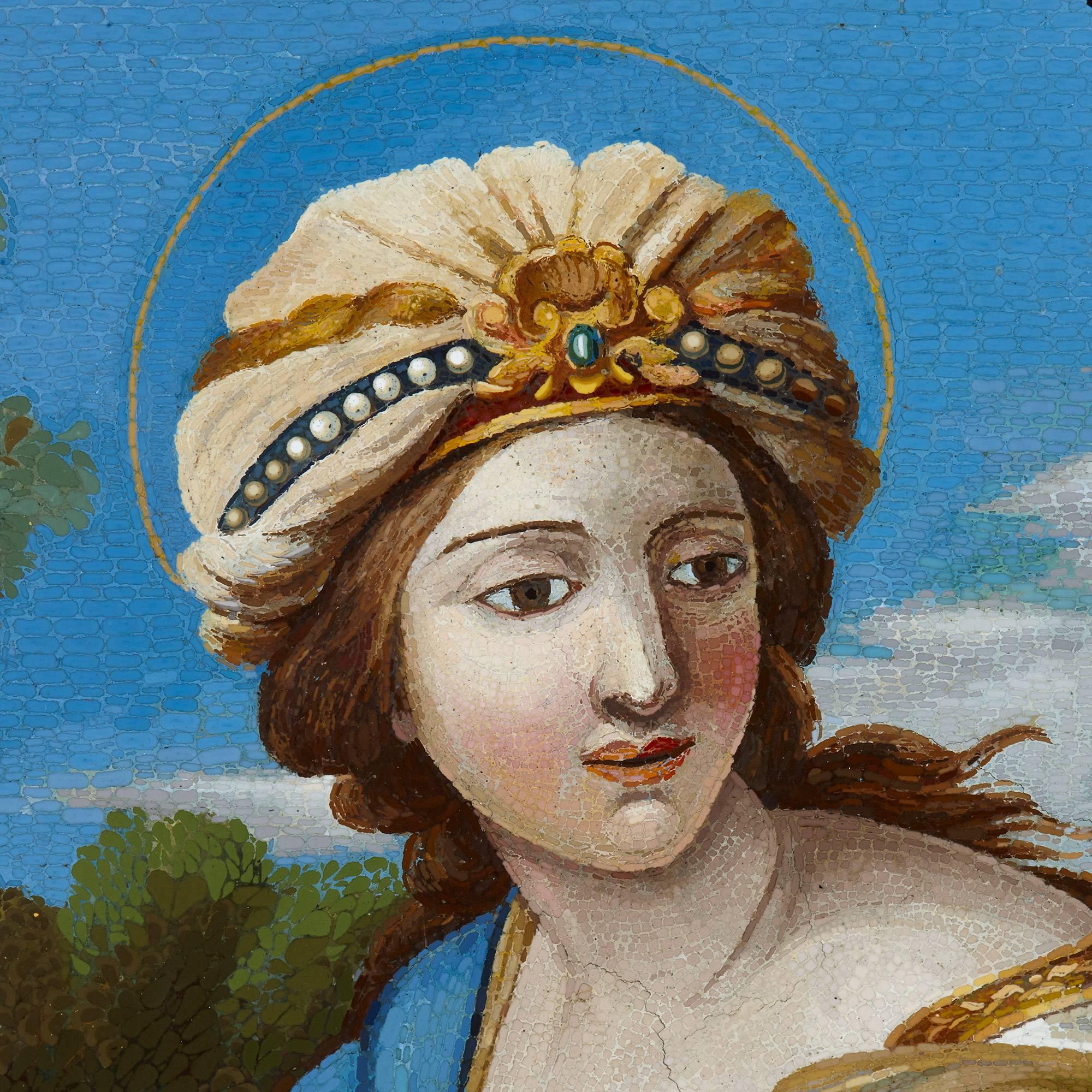 Mosaic 19th Century Italian Micromosaic Portrait Plaque For Sale