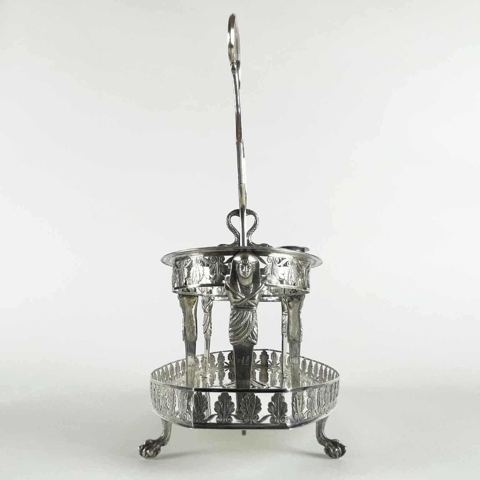 19th Century Italian Milanese Neoclassical Silver Oil and Vinegar Cruet Set For Sale 7