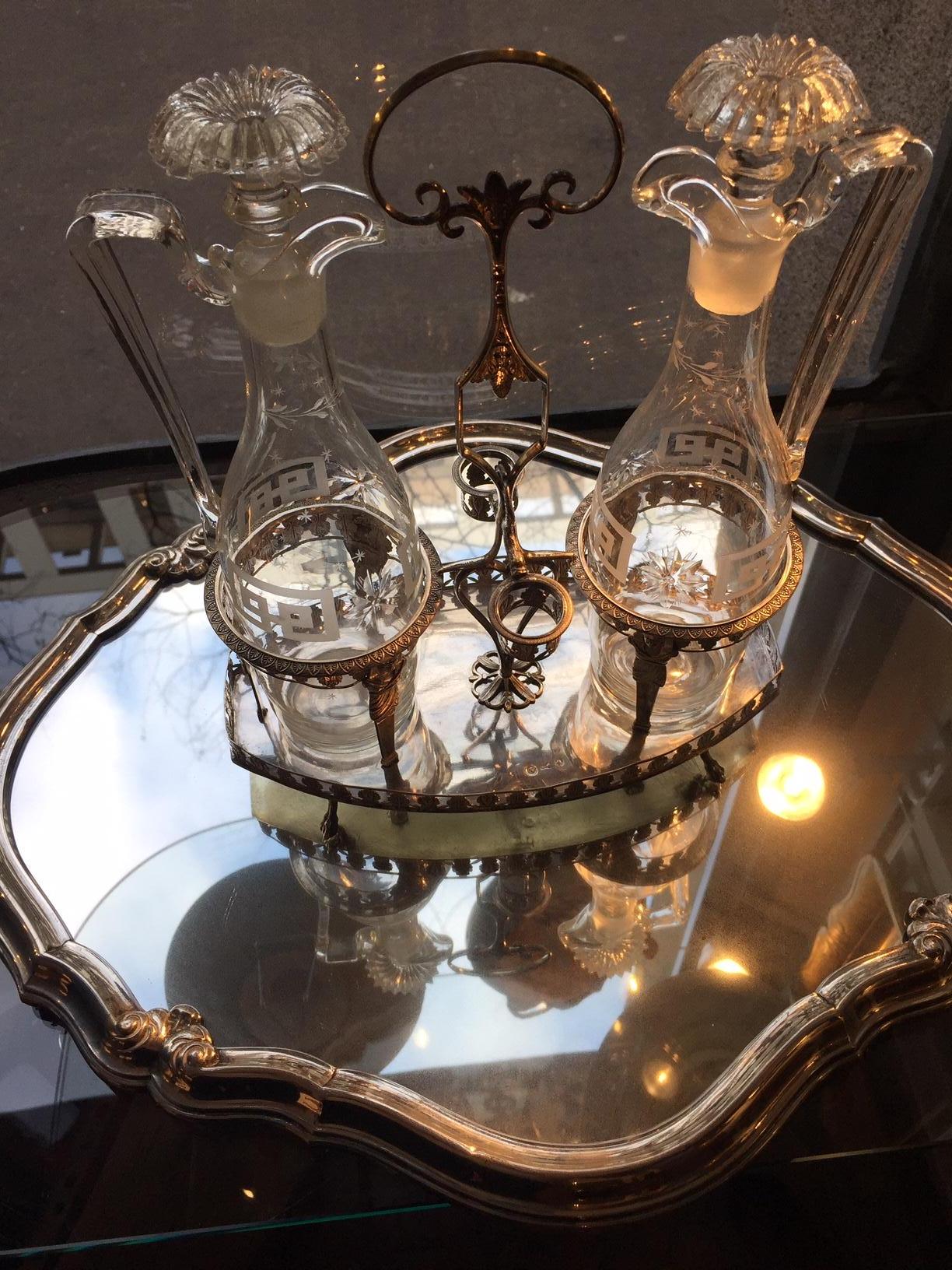 19th Century Italian Milanese Neoclassical Silver Oil and Vinegar Cruet Set For Sale 9