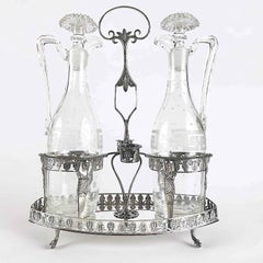 19th Century Italian Milanese Neoclassical Silver Oil and Vinegar Cruet Set