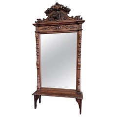 19th Century Italian Mirror Heavily carved in Walnut
