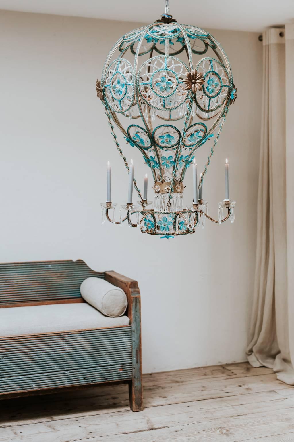 19th Century Italian Montgolfière/Airballoon Chandelier In Excellent Condition In Brecht, BE