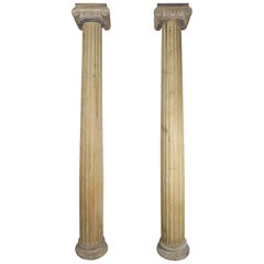 italian columns 19th Century Italian Monumental Wood Columns, a Pair