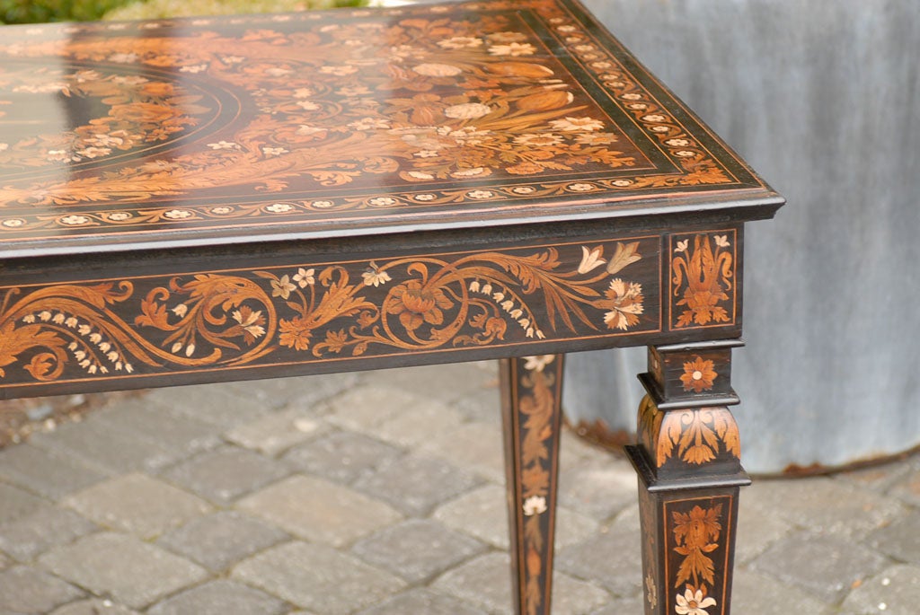 19th Century Italian Mother of Pearl and Ebony Inlaid Center Table or Console In Good Condition In Atlanta, GA