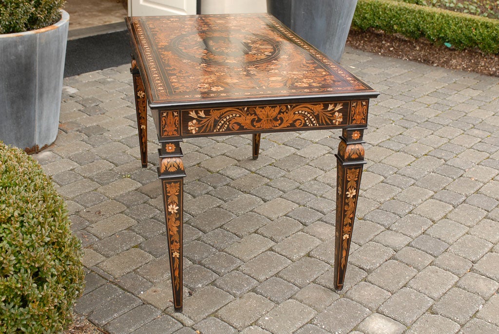 19th Century Italian Mother of Pearl and Ebony Inlaid Center Table or Console 3
