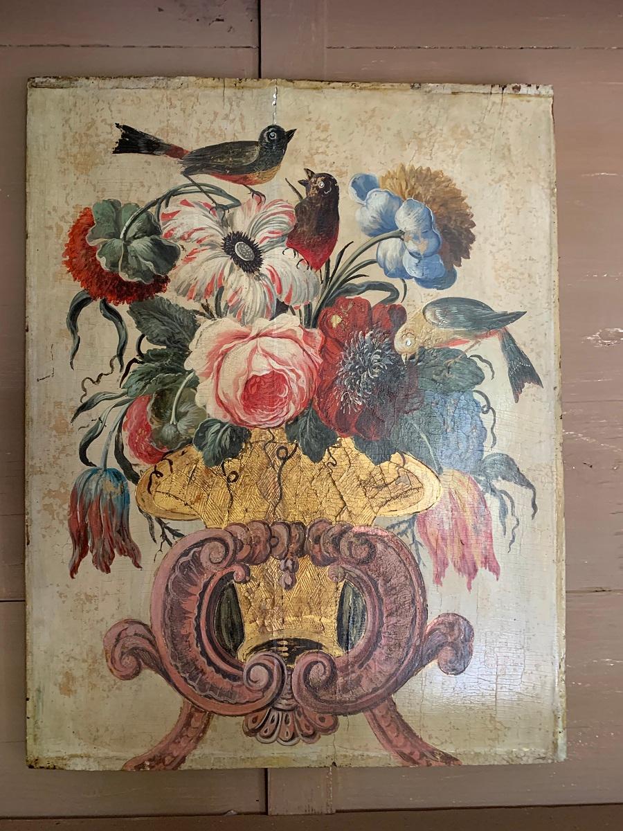 Peinture italienne naïve de fleurs du XIXe siècle en vente 5