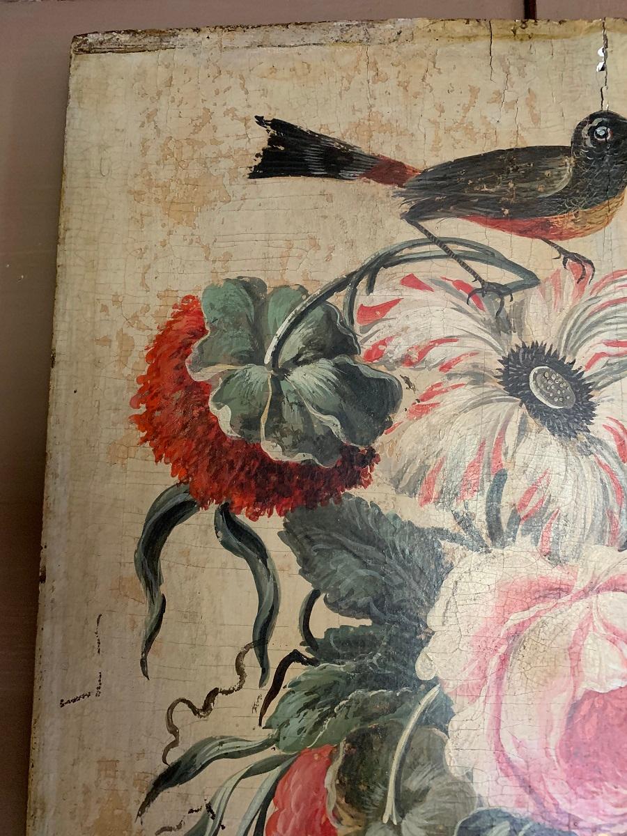 Peinture italienne naïve de fleurs du XIXe siècle en vente 3