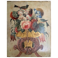 Antique 19th Century Italian Naive Flower Painting