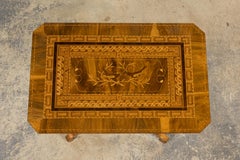 19th Century Italian Napoleon III Style Inlay Walnut Sorrento Pedestal Table