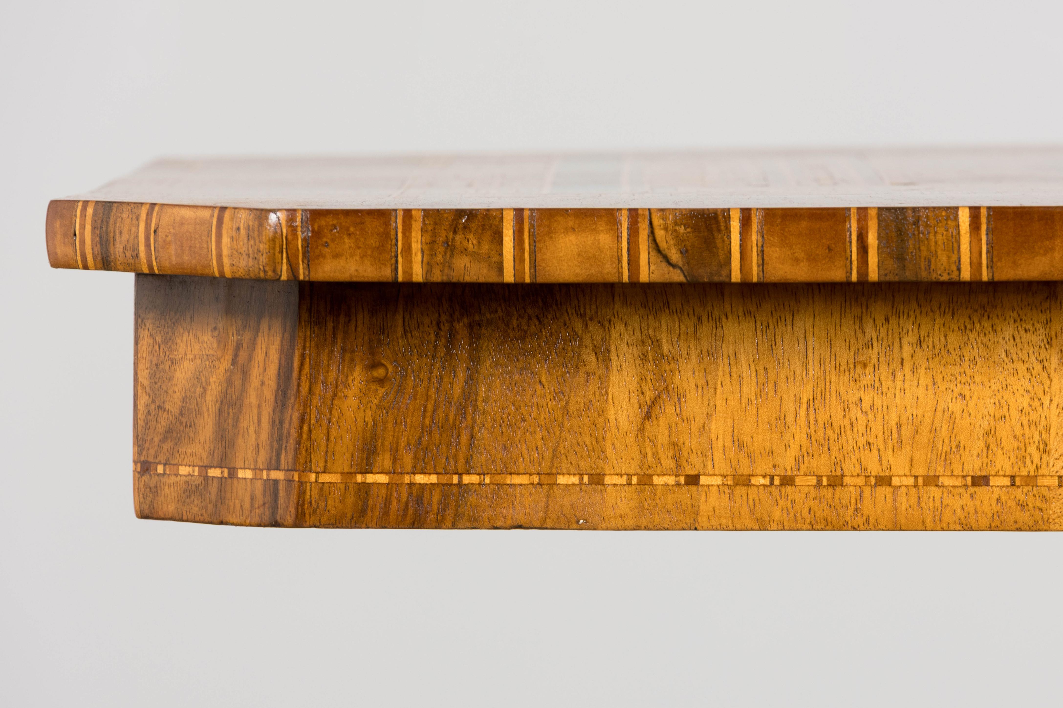 XIX secolo 19th Century Italian Napoleon III Style Inlay Walnut Sorrento Pedestal Table in vendita