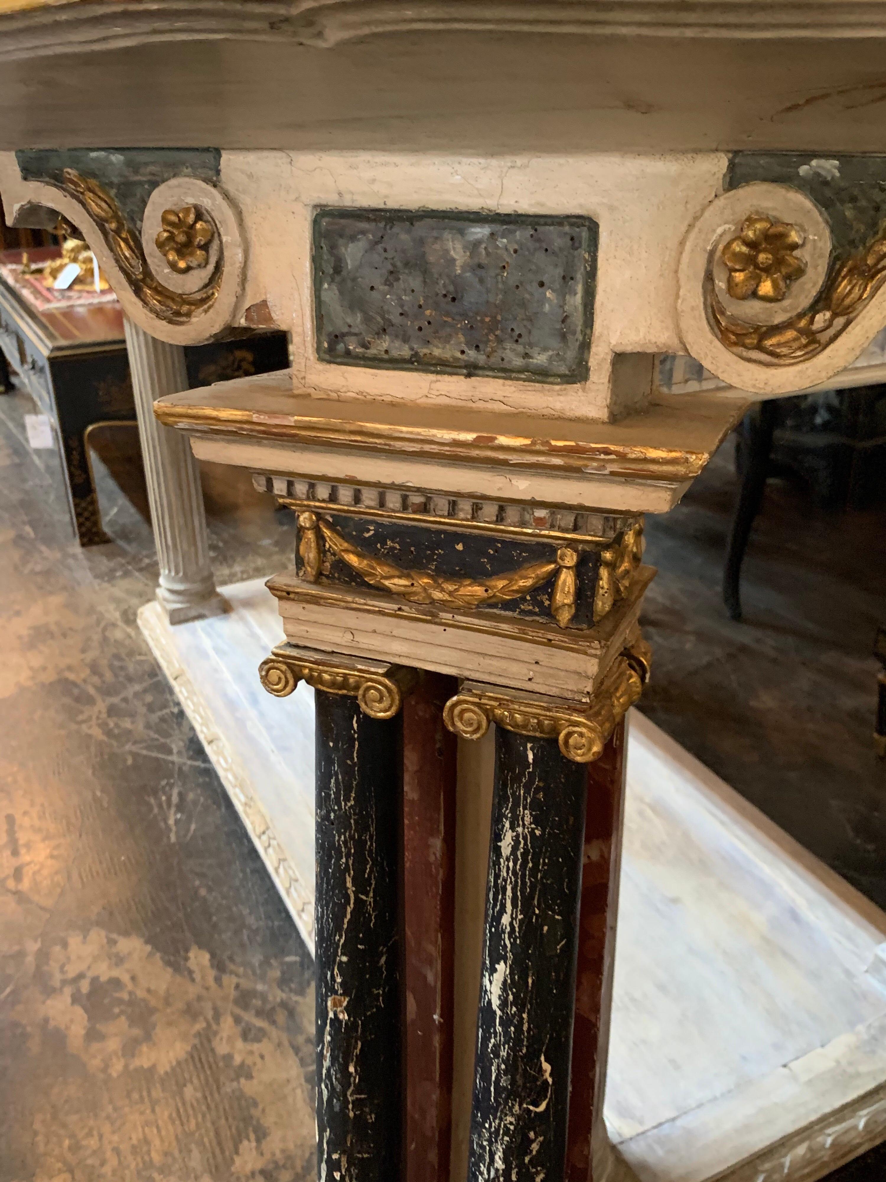 19th Century Italian Narrow Painted Console In Good Condition In Dallas, TX