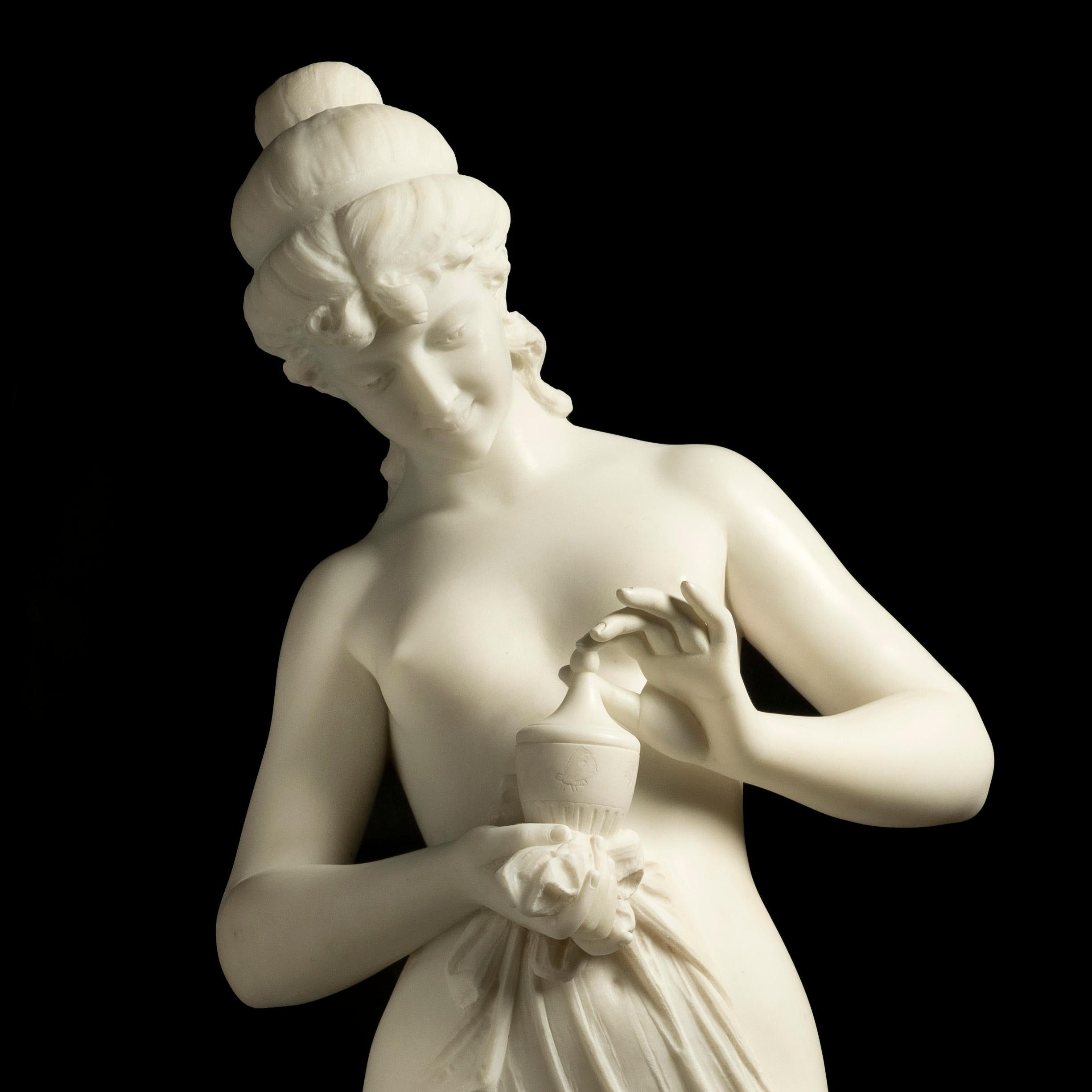 19th Century Italian Nearly Life-Size Marble Sculpture of Pandora by F. Andreini For Sale 5