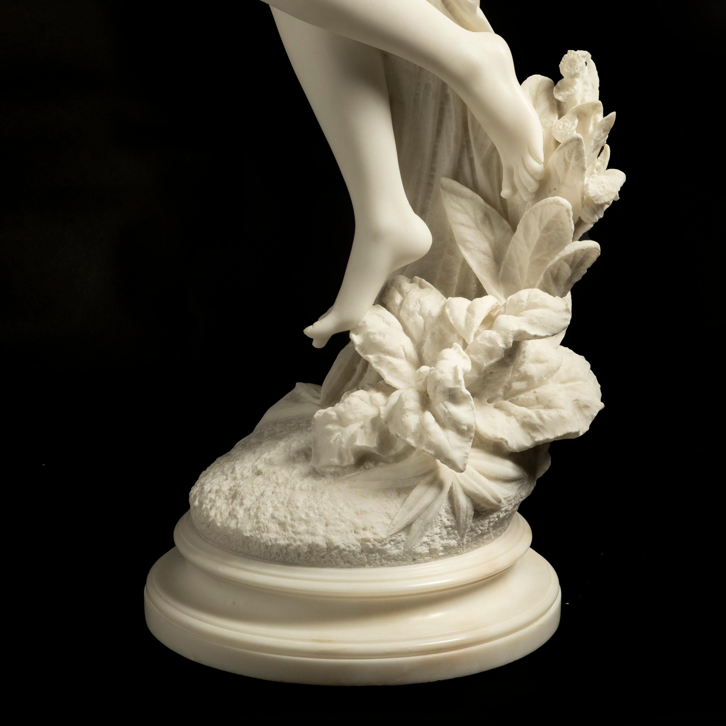 XIXe siècle Sculpture italienne en marbre de Pandora du 19e siècle, presque grandeur nature, par F. Andreini en vente