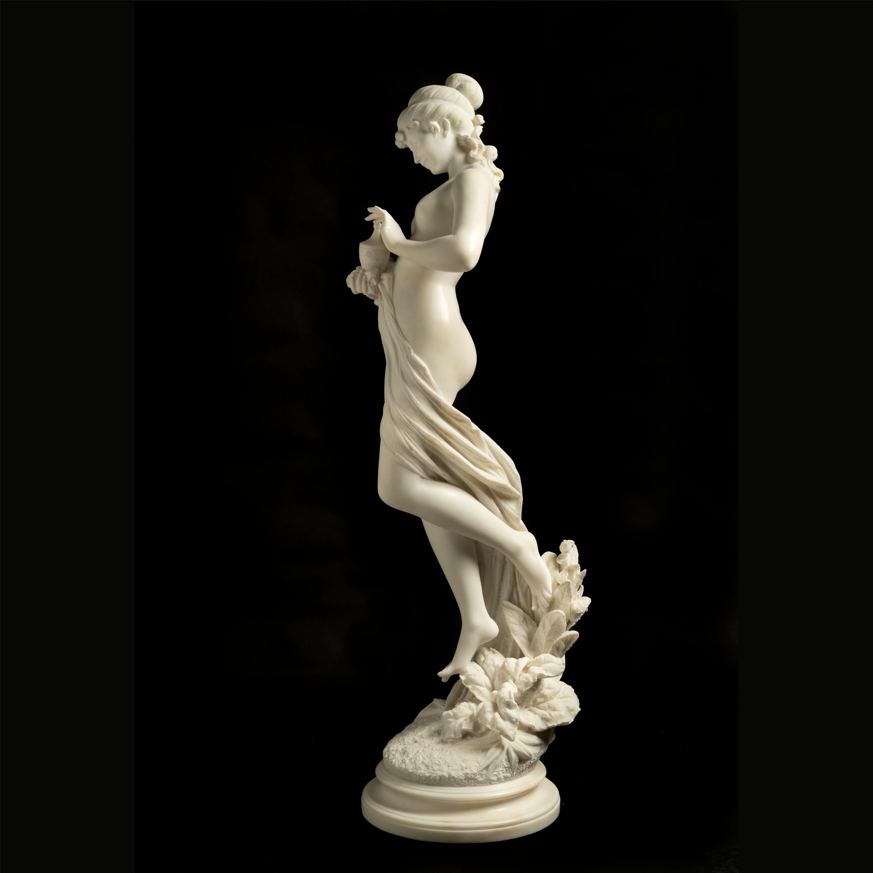 Sculpture italienne en marbre de Pandora du 19e siècle, presque grandeur nature, par F. Andreini en vente 1