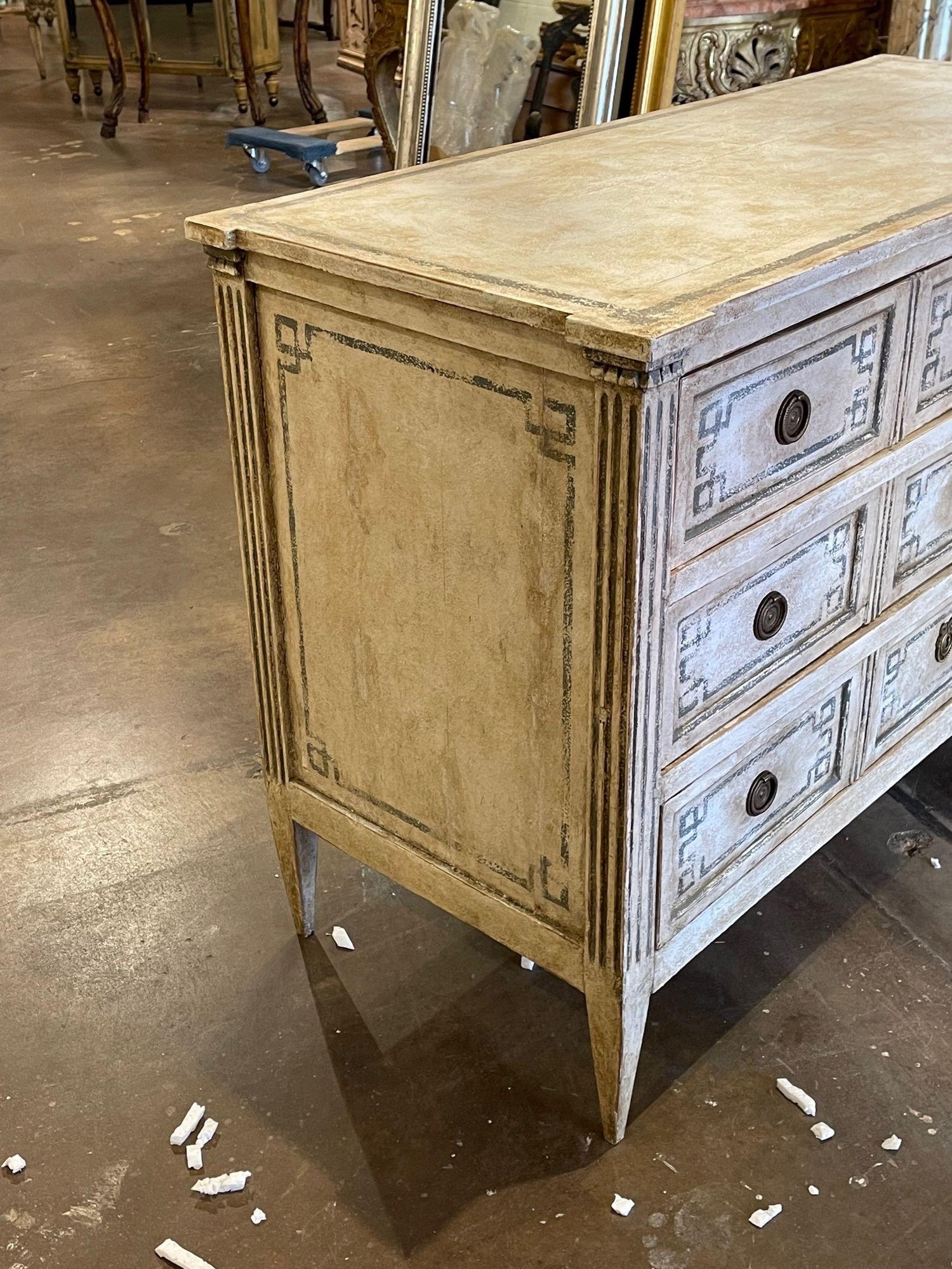 19th Century Italian Neo-Classical Painted 3 Drawer Commode In Good Condition In Dallas, TX