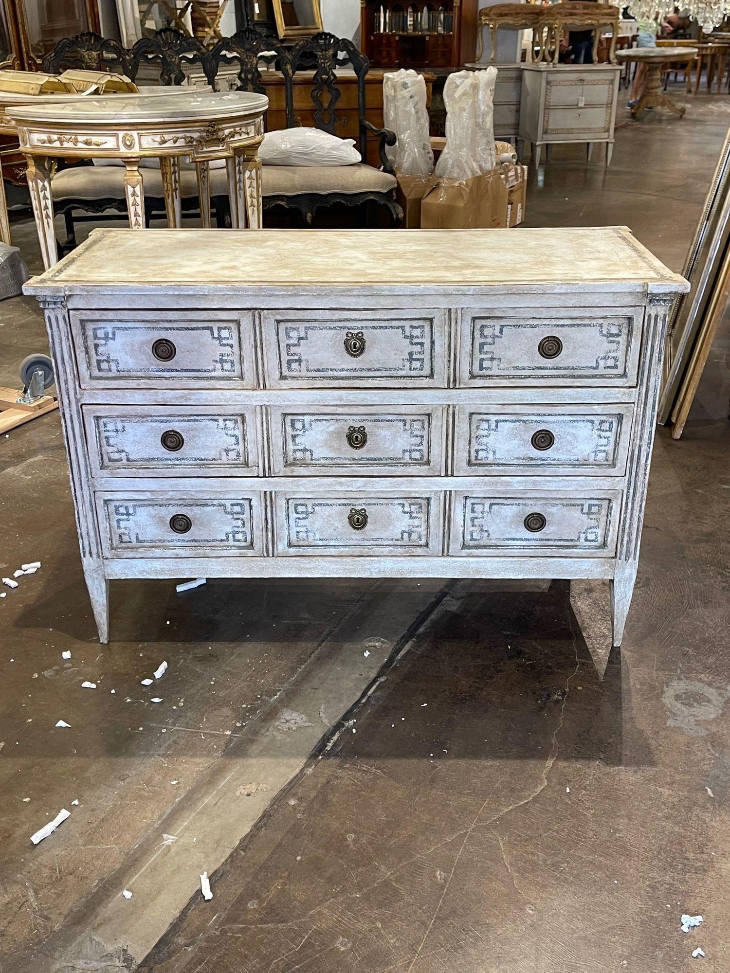 19th Century Italian Neo-Classical Painted 3 Drawer Commode 2