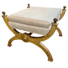 19th Century Italian Neo Classical Style Carved and Giltwood Bench