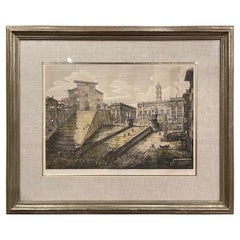 19th Century Italian Neo Classical "Veduta del Romano Campidoglio" Engraving