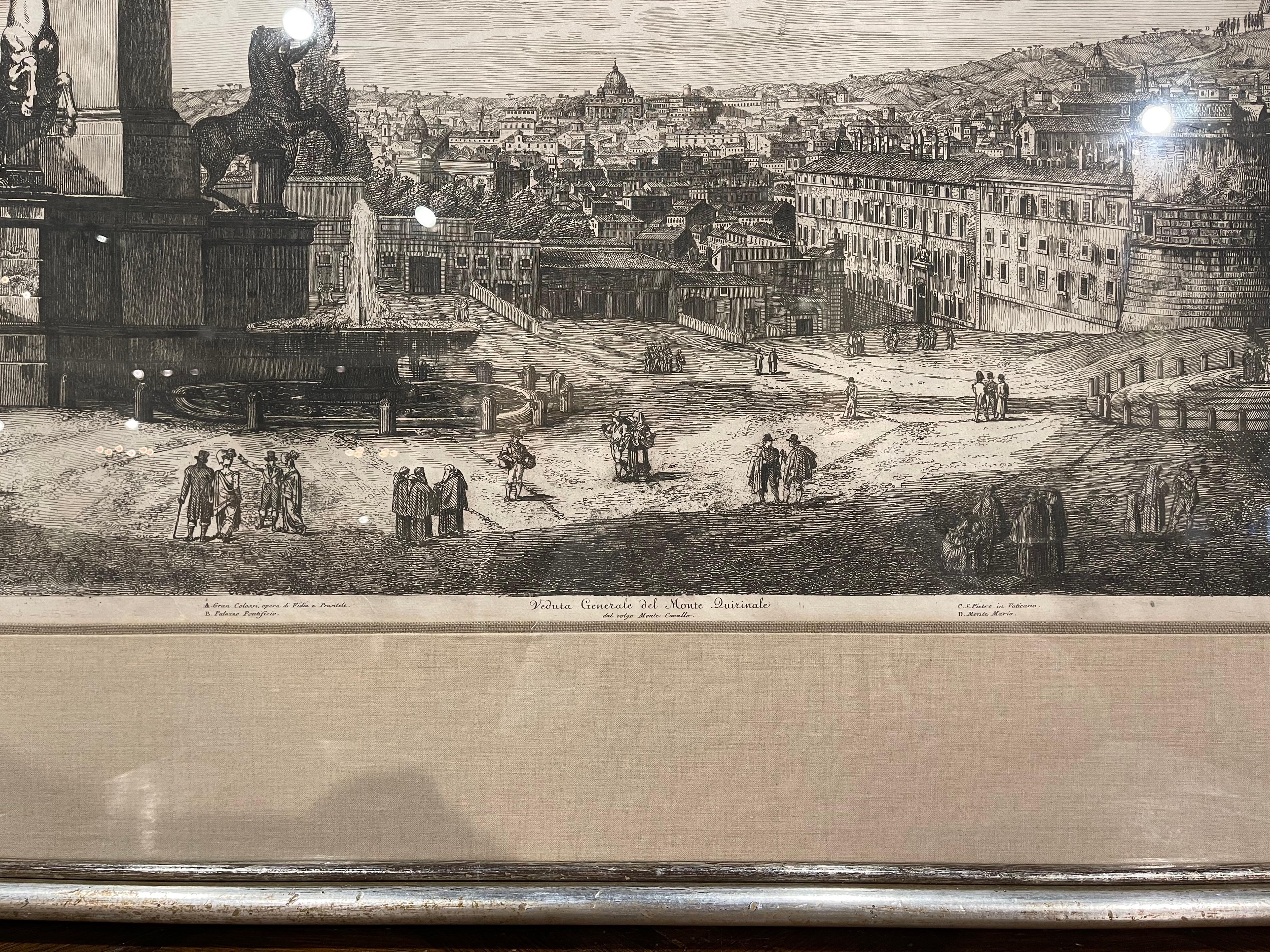 Neoclassical 19th Century Italian Neo Classical Veduta Generale del Monte Quirinale Engraving For Sale