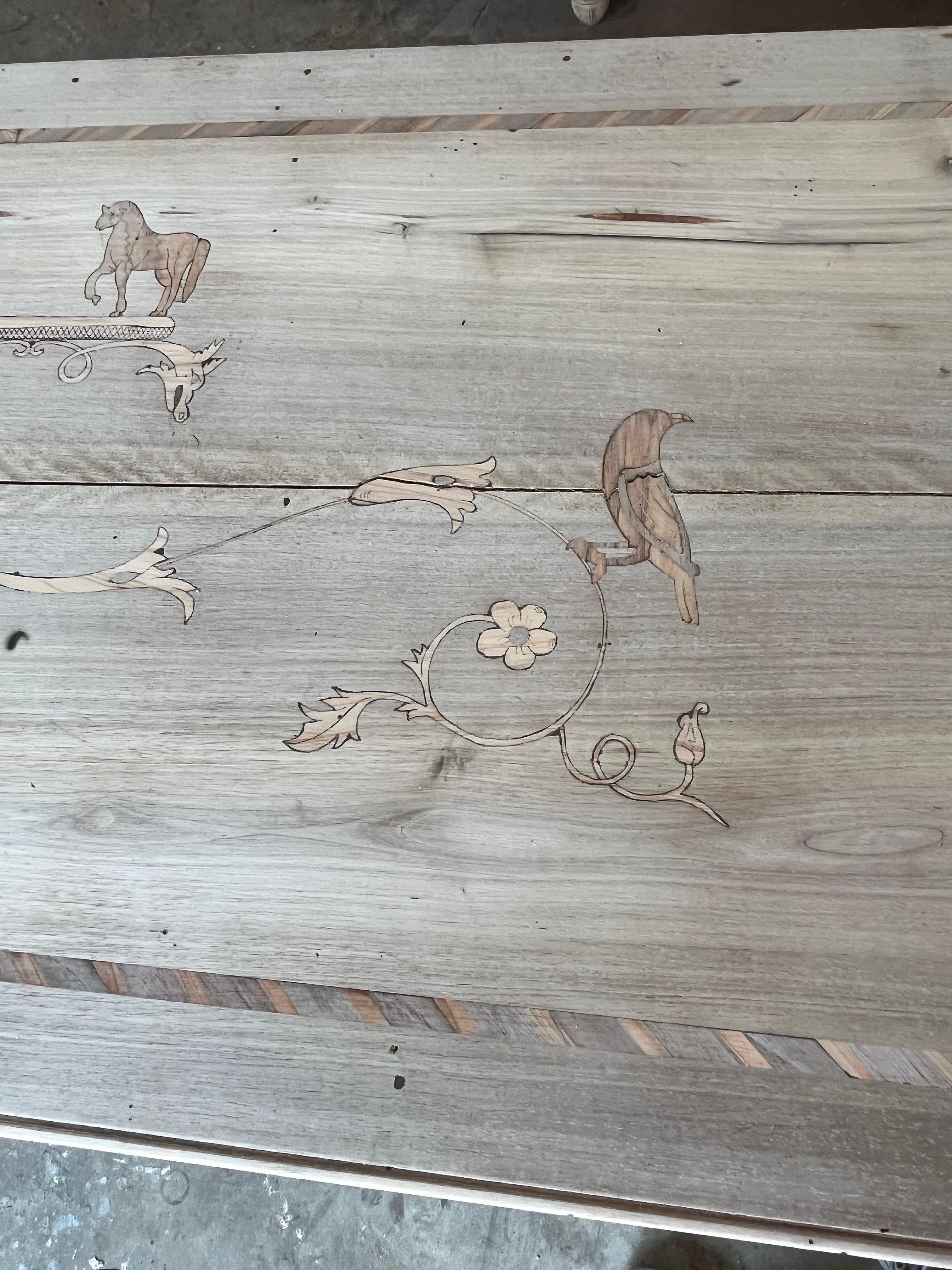 19th Century Italian Neoclassical Bleached Walnut Commode With Inlay For Sale 1