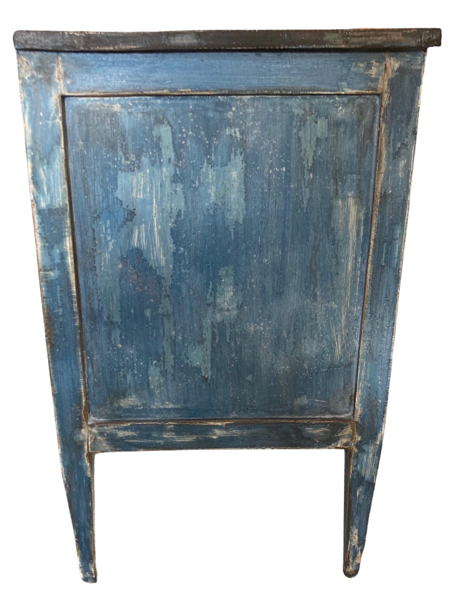 19th Century Italian Neoclassical Blue Dresser in Walnut 1