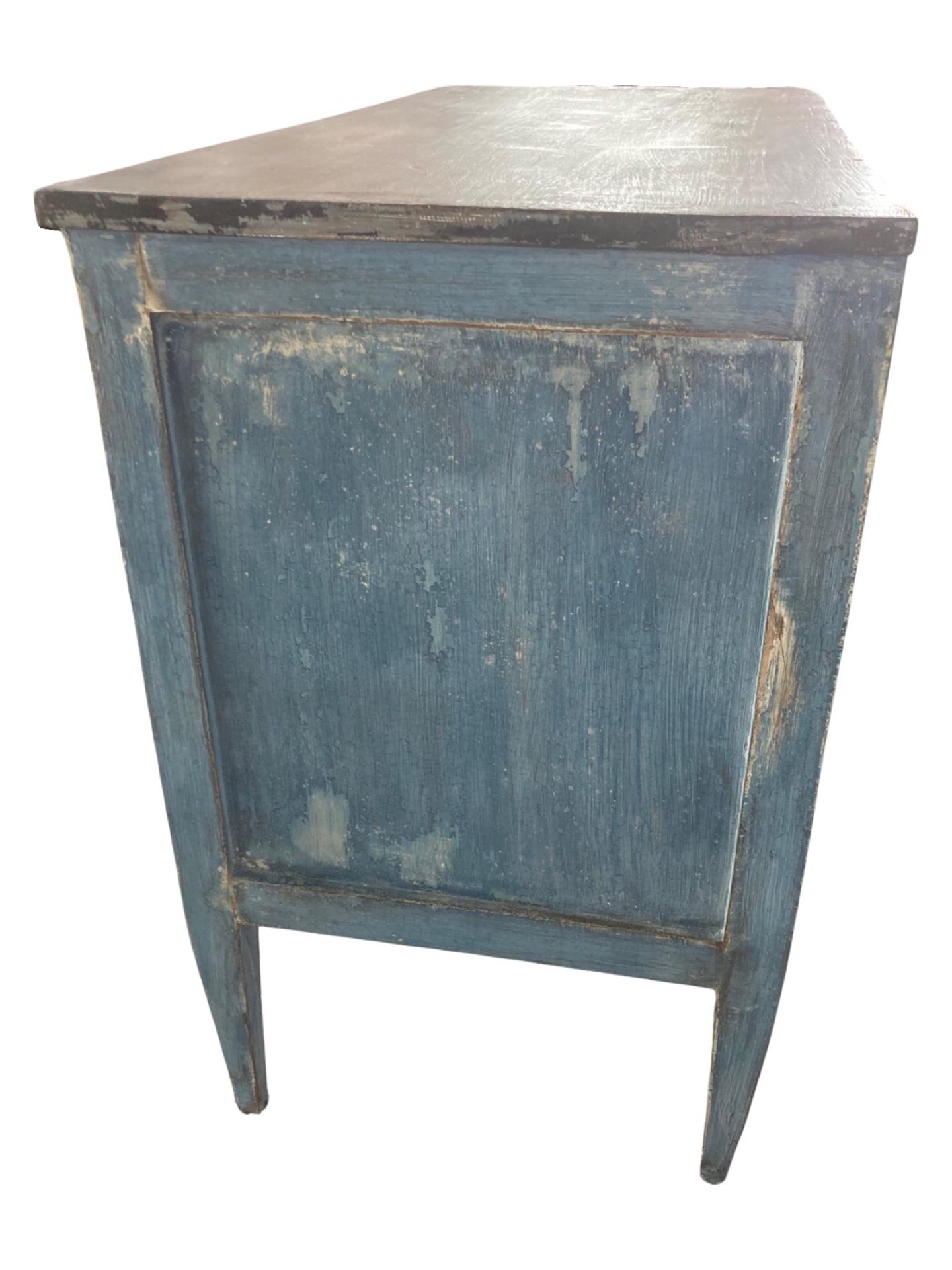 19th Century Italian Neoclassical Blue Dresser in Walnut 2