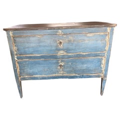 Used 19th Century Italian Neoclassical Blue Dresser in Walnut