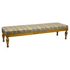 19th Century, Italian Neoclassical Carved and Gilt Wood Center Bench
