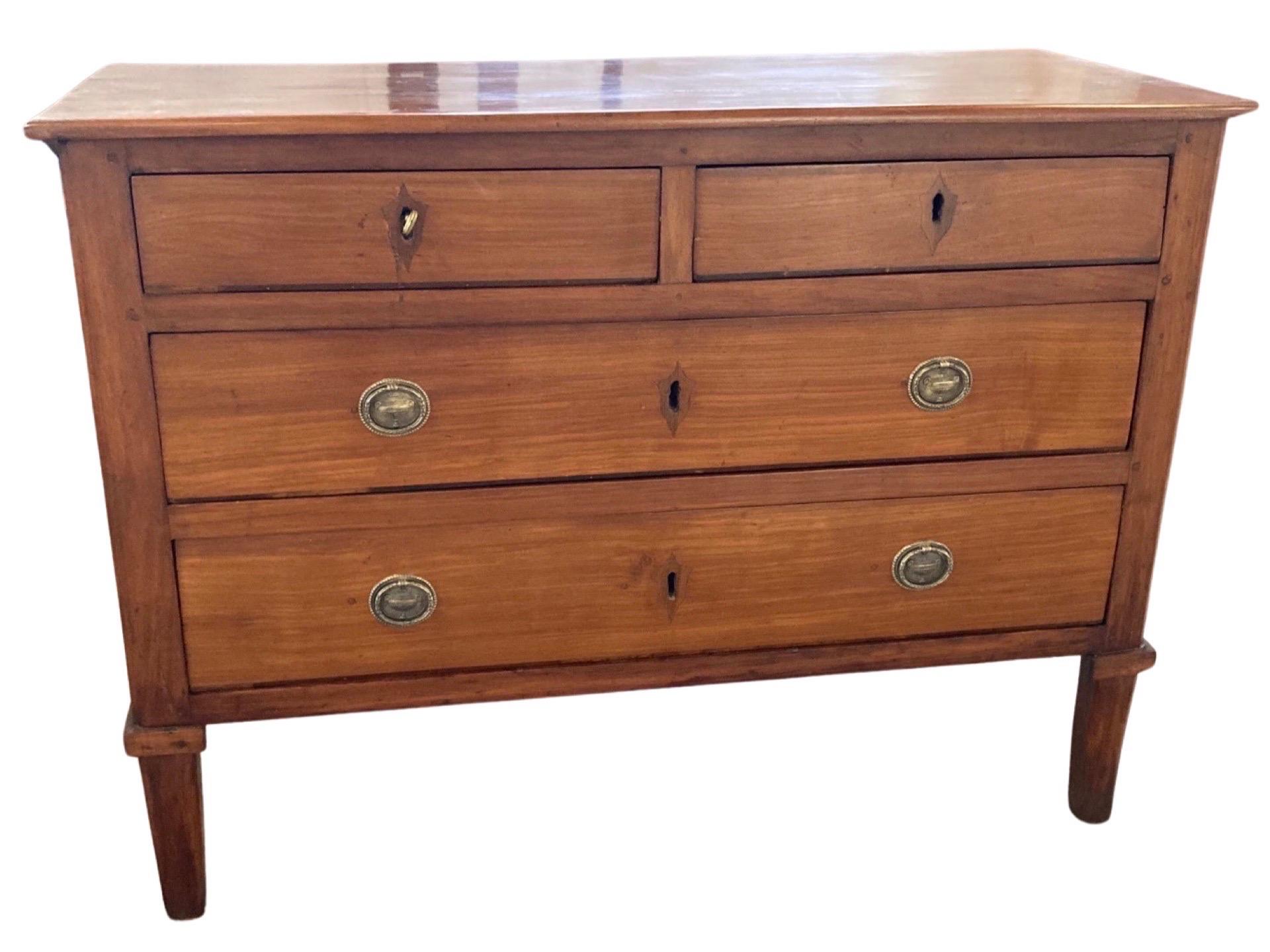 19th Century Italian Neoclassical Cherry Commode / Chest of Drawers In Good Condition In Carmine, TX