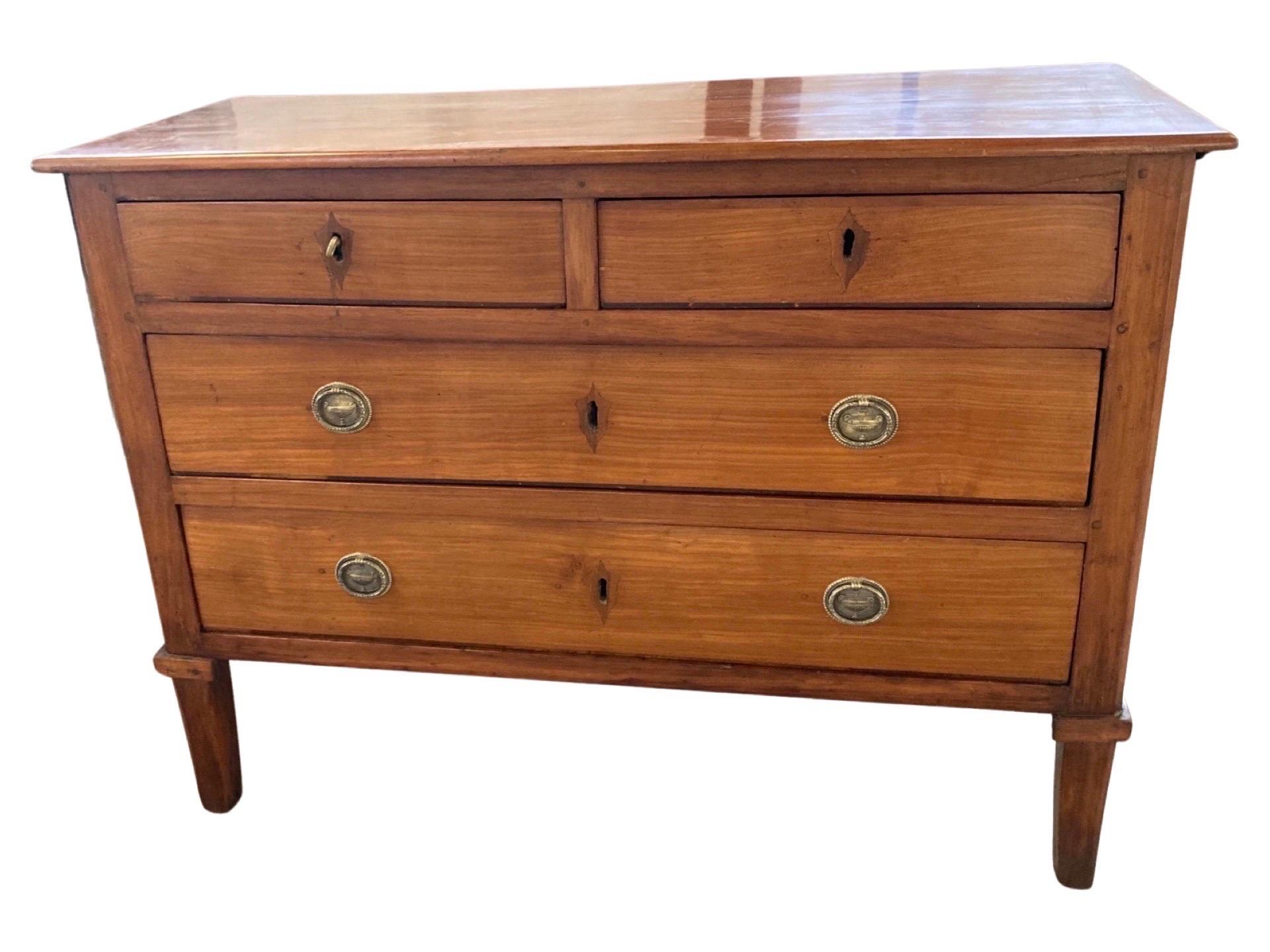 19th Century Italian Neoclassical Cherry Commode / Chest of Drawers