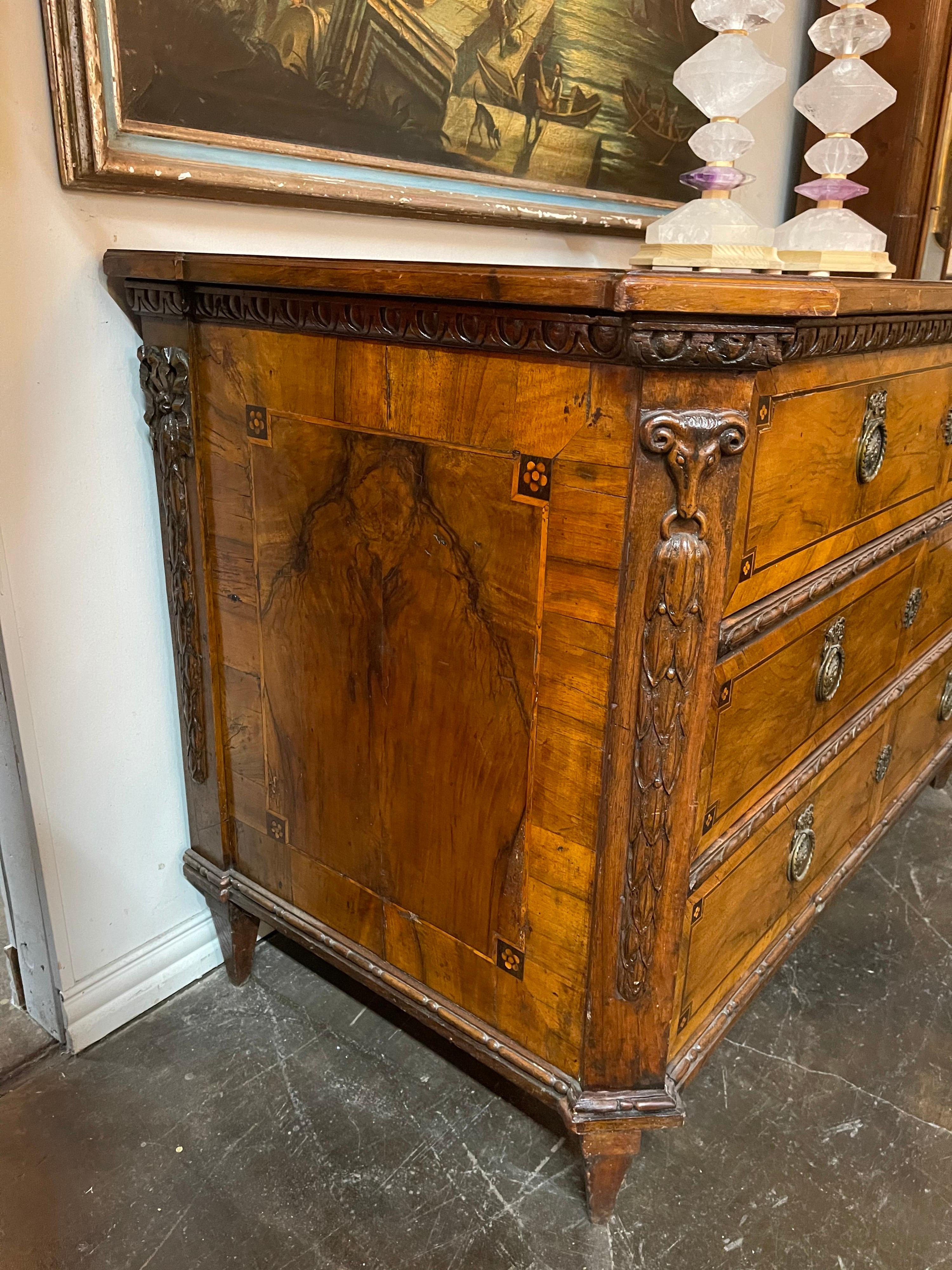 Stained 19th Century Italian Neoclassical Commode