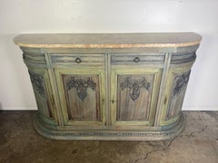 19th Century Italian Neoclassical Demilune Credenza with Marble Top