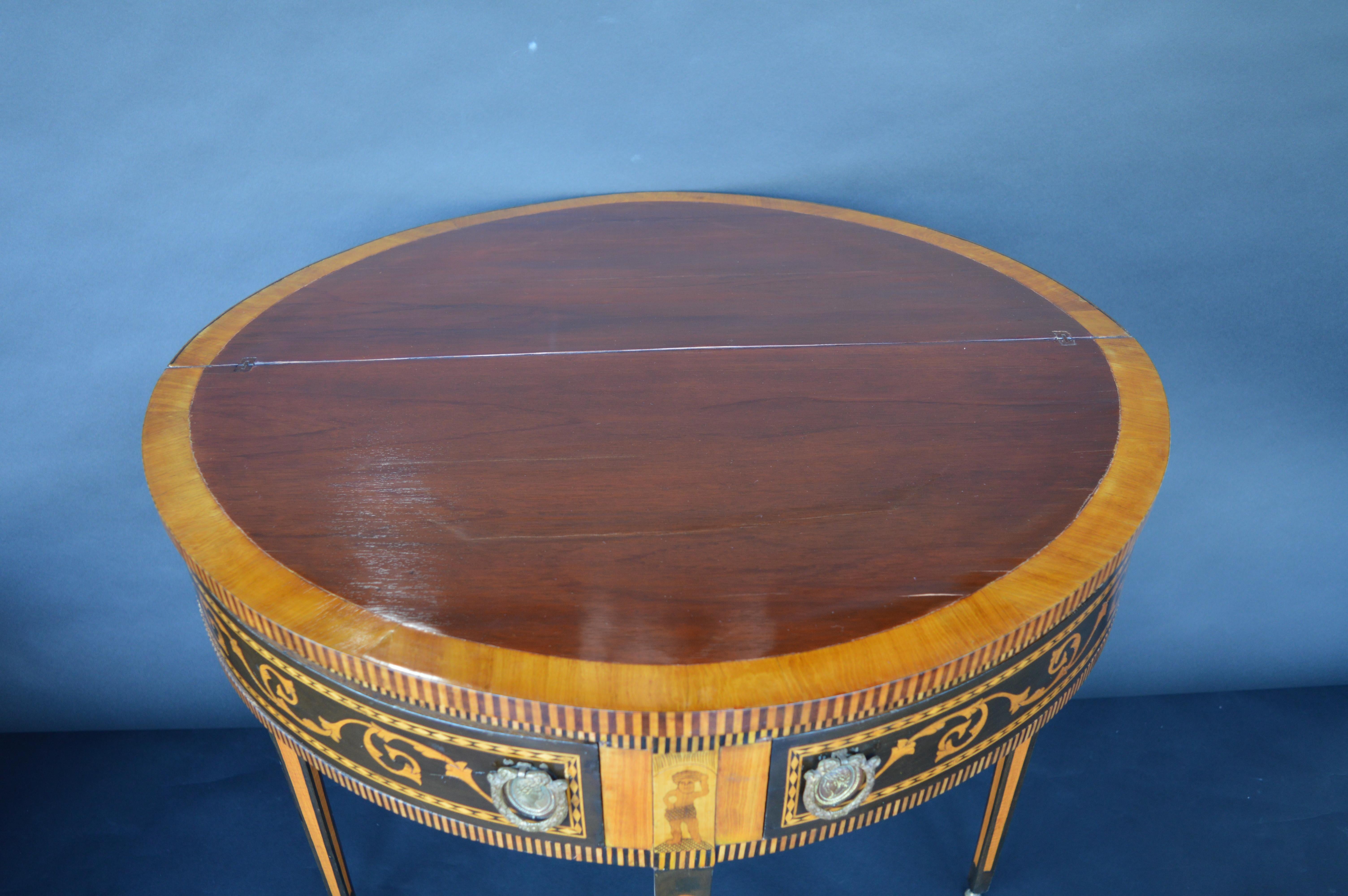 Ebony 19th Century Italian Neoclassical Demilune Game Table