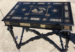 19th Century Italian Neoclassical Ebonized and Inlaid Table