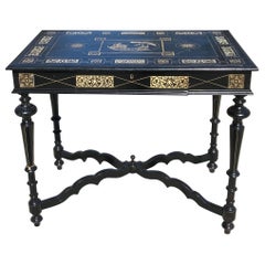 19th Century Italian Neoclassical Ebonized and Inlaid Table