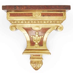 19th Century Italian Neoclassical Gilt and Red Wall Bracket Shelf