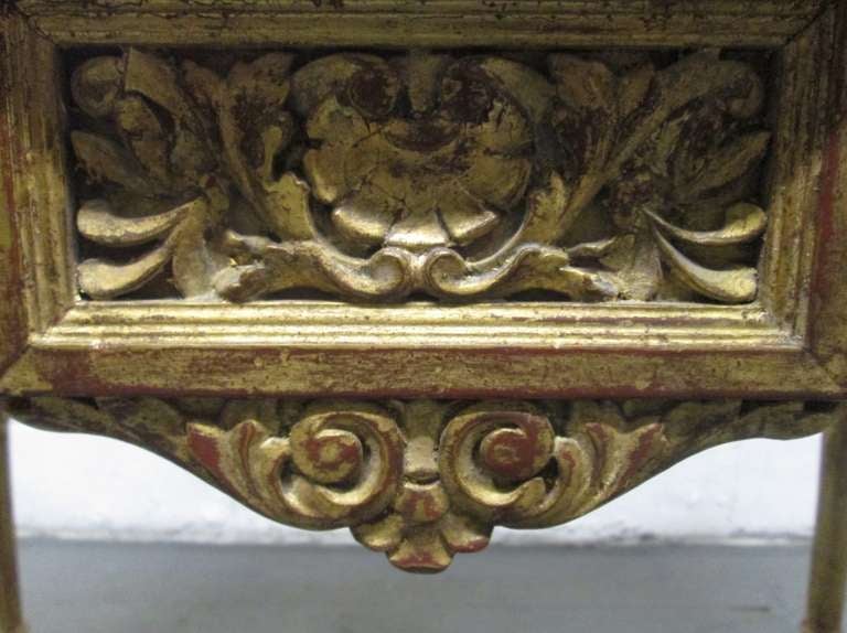 19th Century Italian Neoclassical Gilt Carved Marble-Top Table For Sale 1