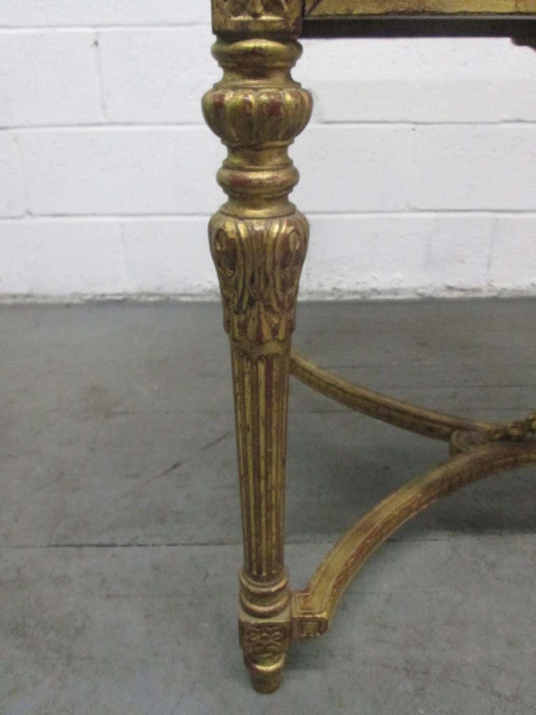 19th Century Italian Neoclassical Gilt Carved Marble-Top Table For Sale 2