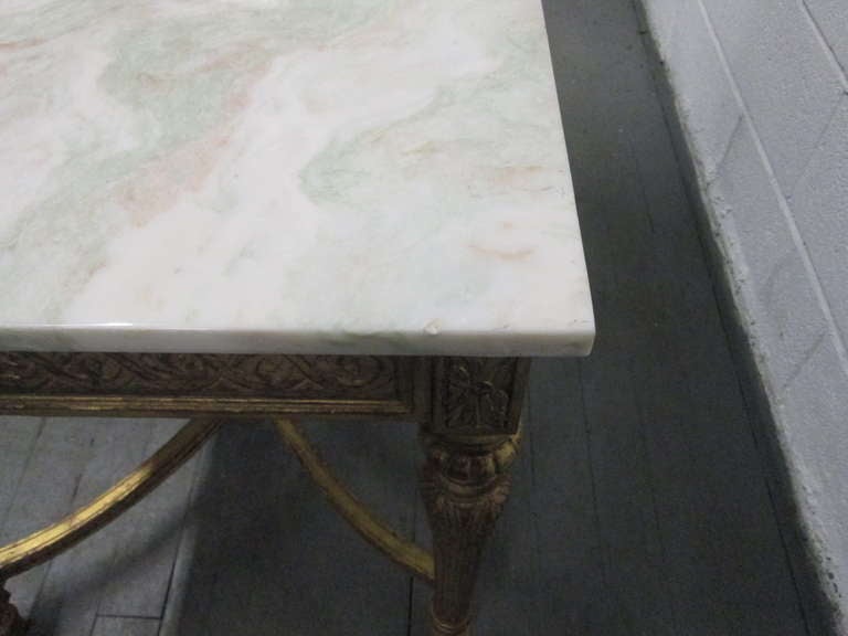 19th Century Italian Neoclassical Gilt Carved Marble-Top Table For Sale 5