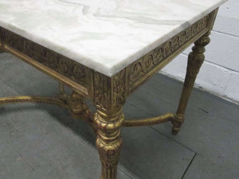 19th Century Italian Neoclassical Gilt Carved Marble-Top Table For Sale 6