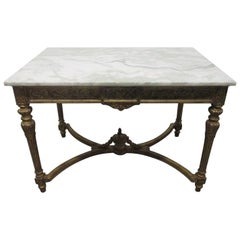 19th Century Italian Neoclassical Gilt Carved Marble-Top Table