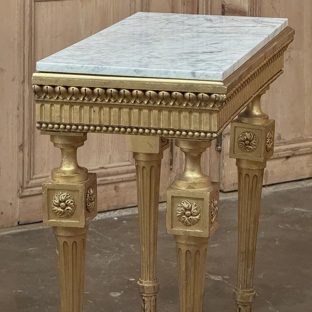 19th Century Italian Neoclassical Giltwood Console with Carrara Marble For Sale 5