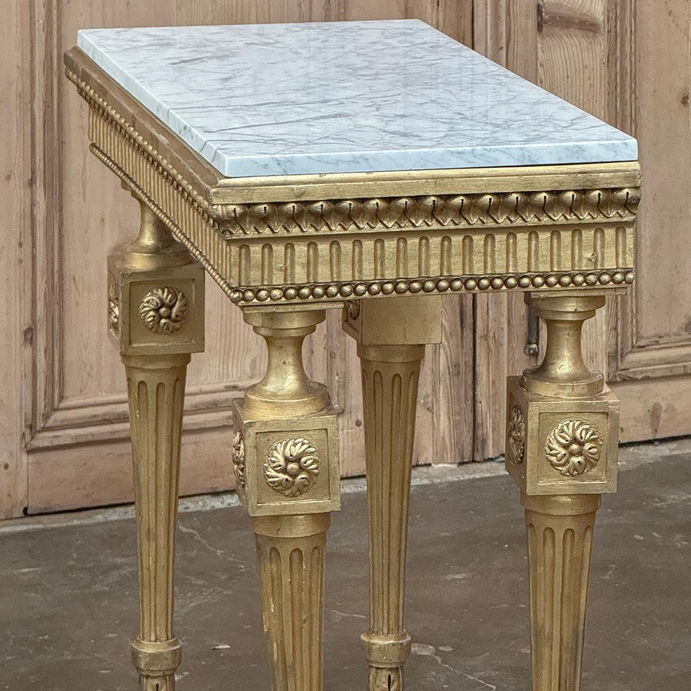 19th Century Italian Neoclassical Giltwood Console with Carrara Marble For Sale 7
