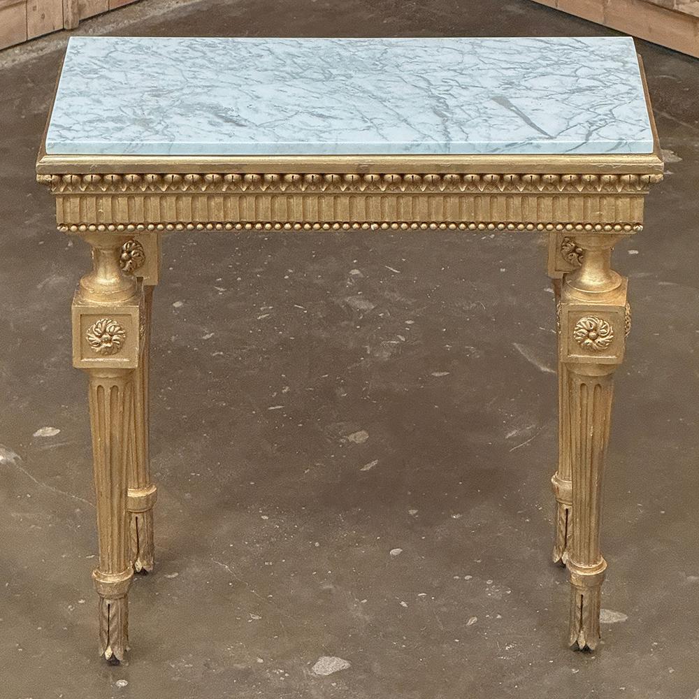 19th Century Italian Neoclassical Giltwood Console with Carrara Marble For Sale 9
