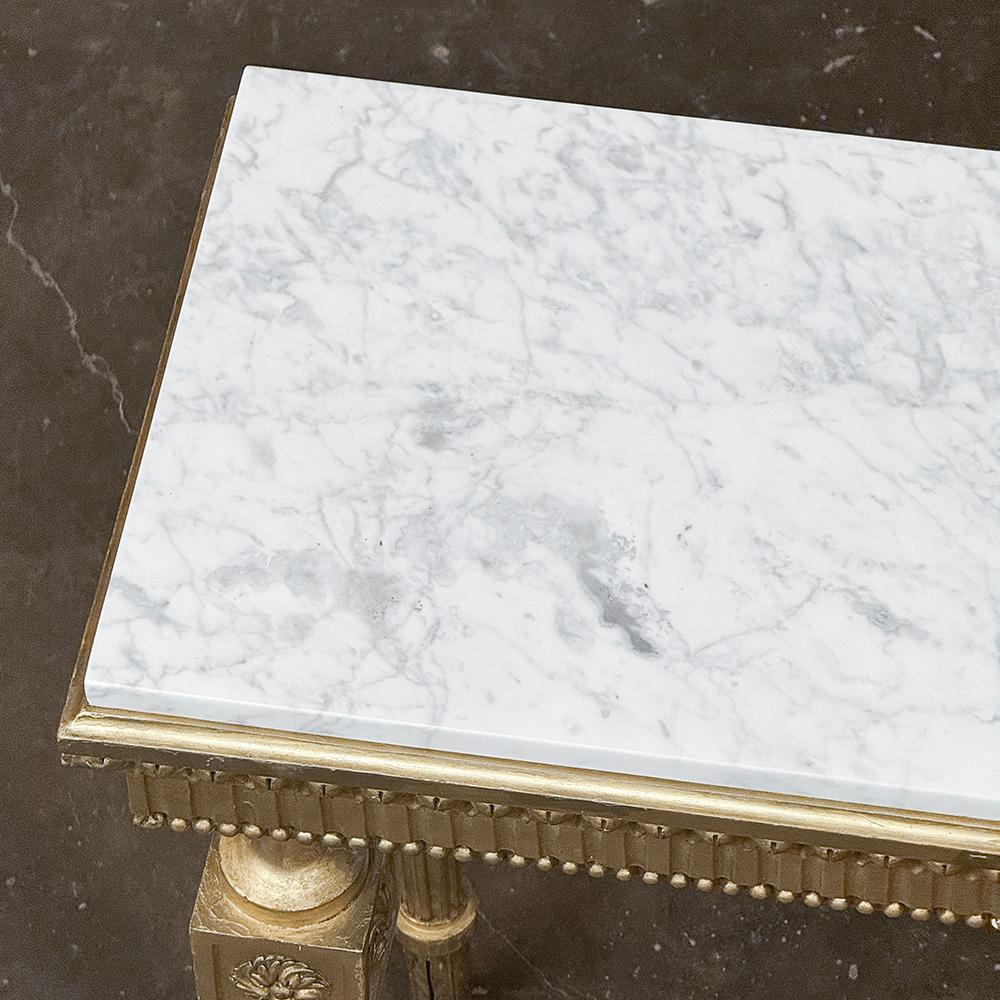 19th Century Italian Neoclassical Giltwood Console with Carrara Marble For Sale 10