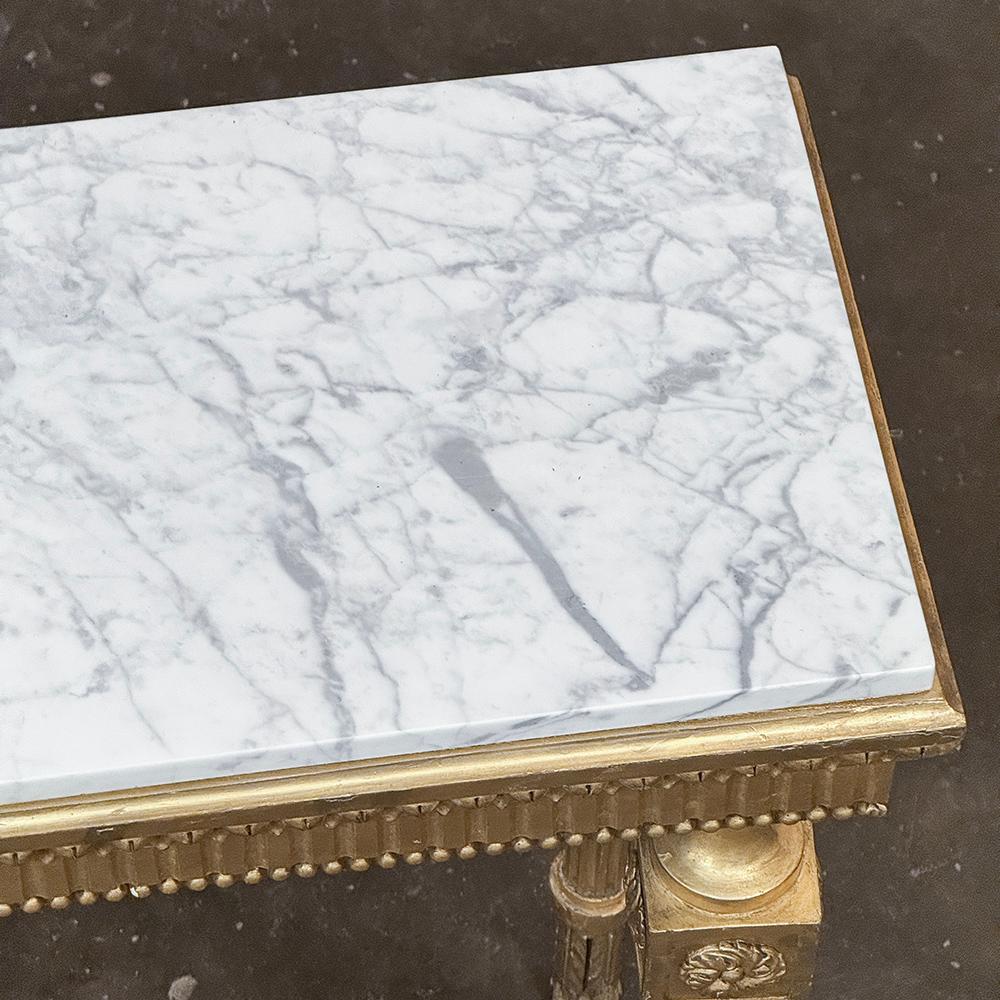 19th Century Italian Neoclassical Giltwood Console with Carrara Marble For Sale 11