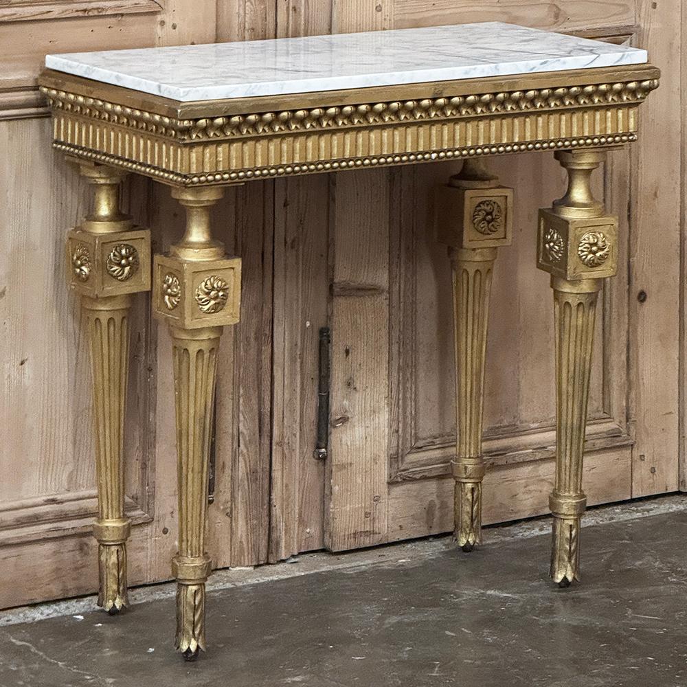 19th Century Italian Neoclassical Giltwood Console with Carrara Marble For Sale 12