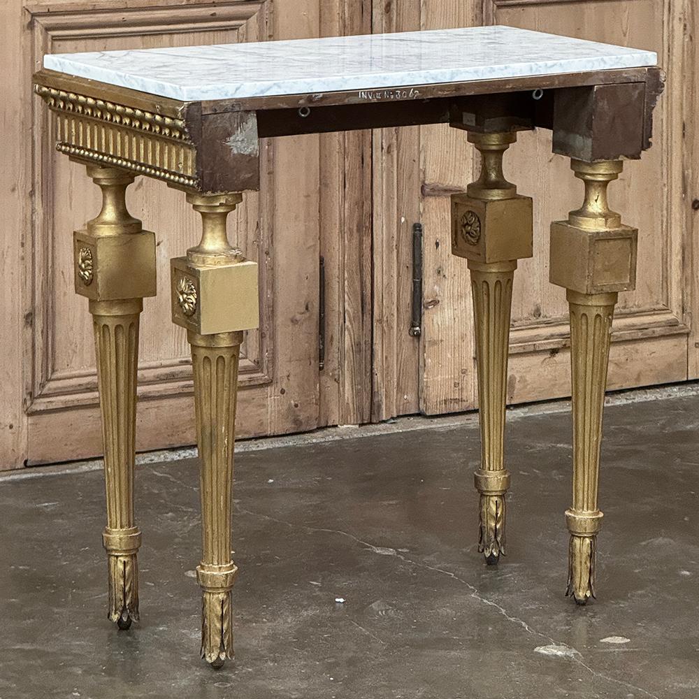 19th Century Italian Neoclassical Giltwood Console with Carrara Marble For Sale 13