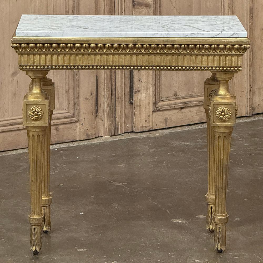 19th Century Italian Neoclassical Giltwood Console with Carrara Marble For Sale 14